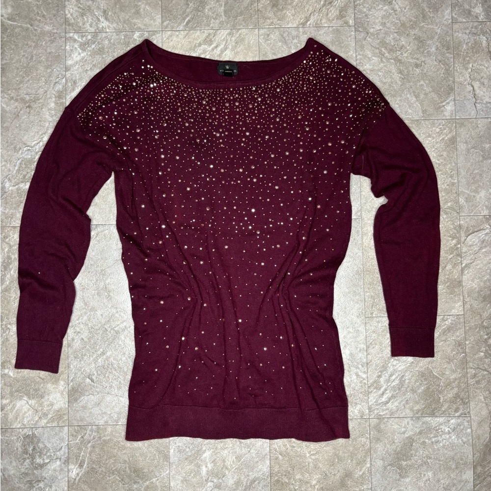 Worthington Burgundy Top with Shimmering Details